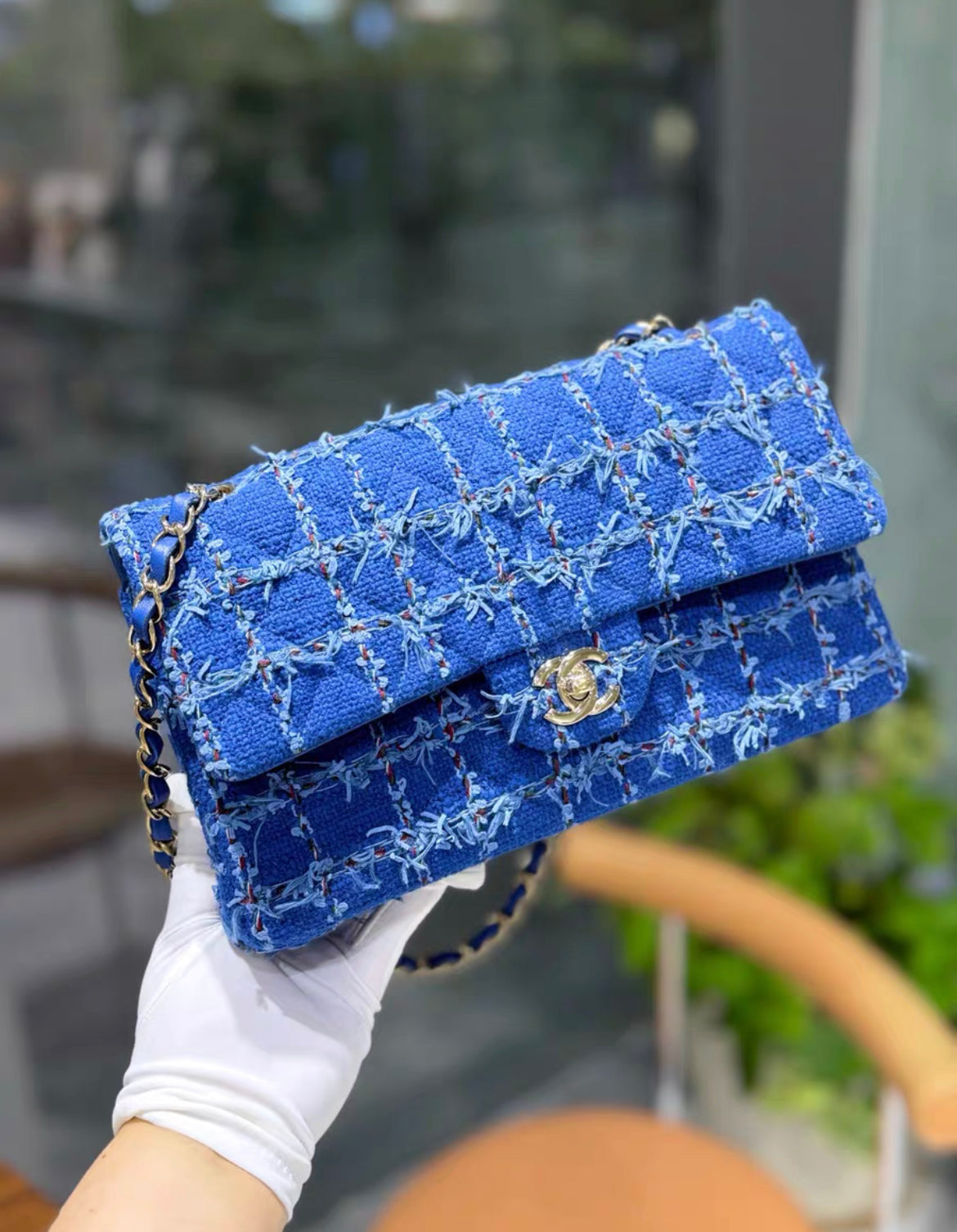 CHANEL 23C BLUE TWEED MEDIUM RECTANGLE CROSSBODY – Wararni.com