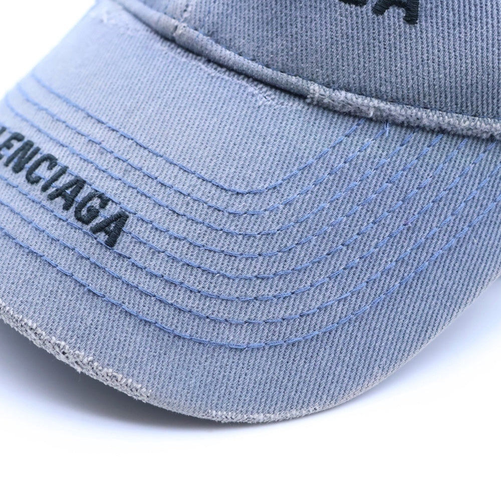 BALENCIAGA(バレンシアガ) ロゴ刺繍 ダメージ加工 キャップ 帽子