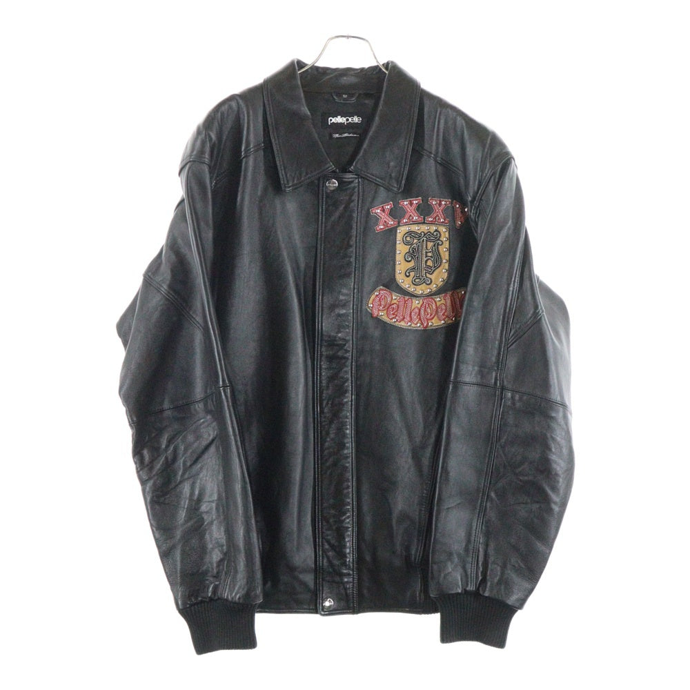 pelle pelle(ペレペレ) スタッズロゴ レザーバーシティージャケット