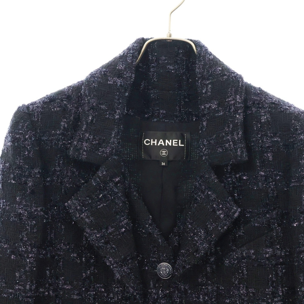 CHANEL(シャネル) ツイードジャケット イカリボタン ブラック×ネイビー