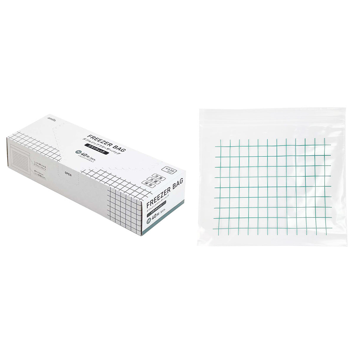 まとめ買い】ダブルジップフリーザーバッグM40Pグラフチェック 0356