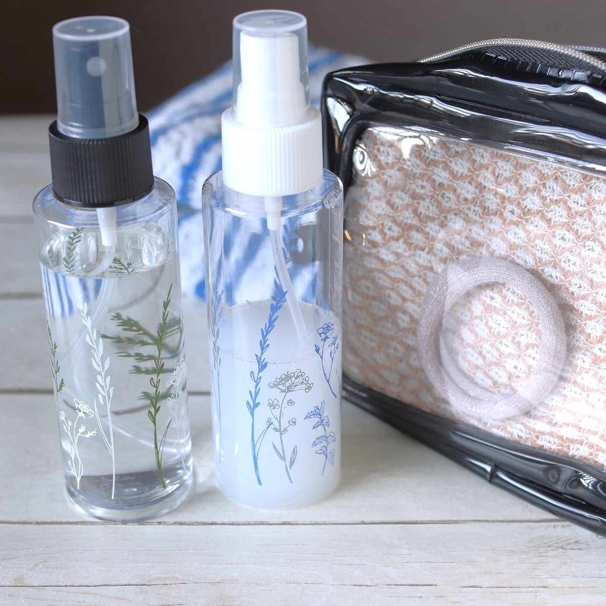 トラベルボトル 詰め替え容器ミストボトル ボタニカル柄 100ml 005341