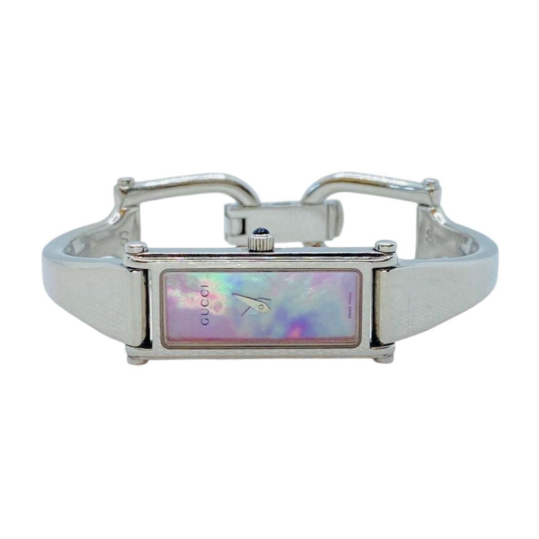 Gucci 1500L Small Rectangular Bangle Watch Pink Mother-of-Pearl