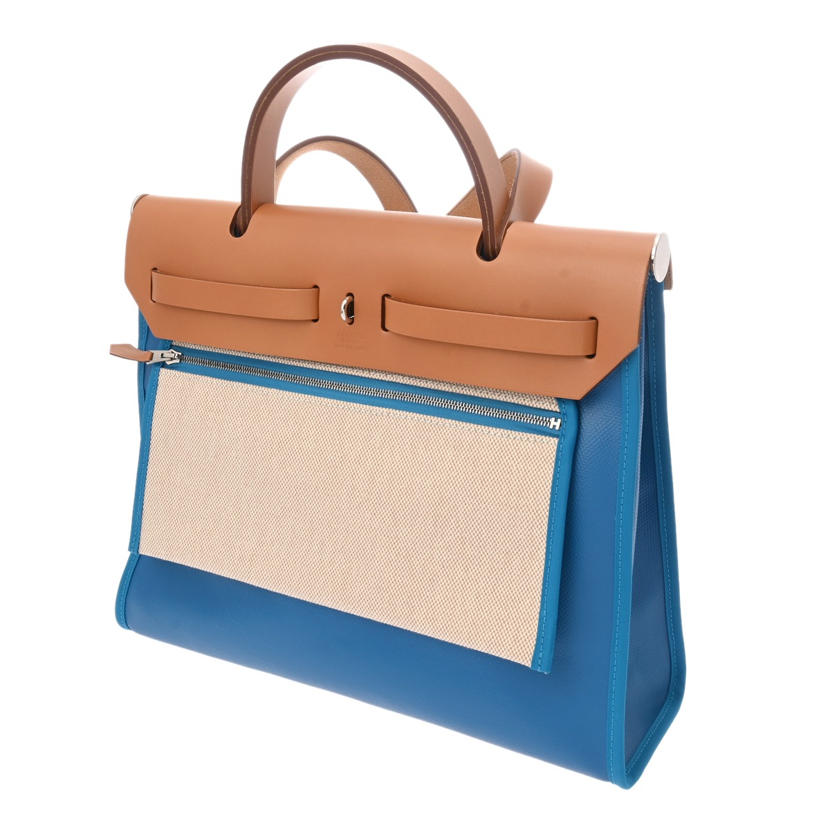 エルメス エールバッグ ジップ PM ブルードガリス/ゴールド トワル