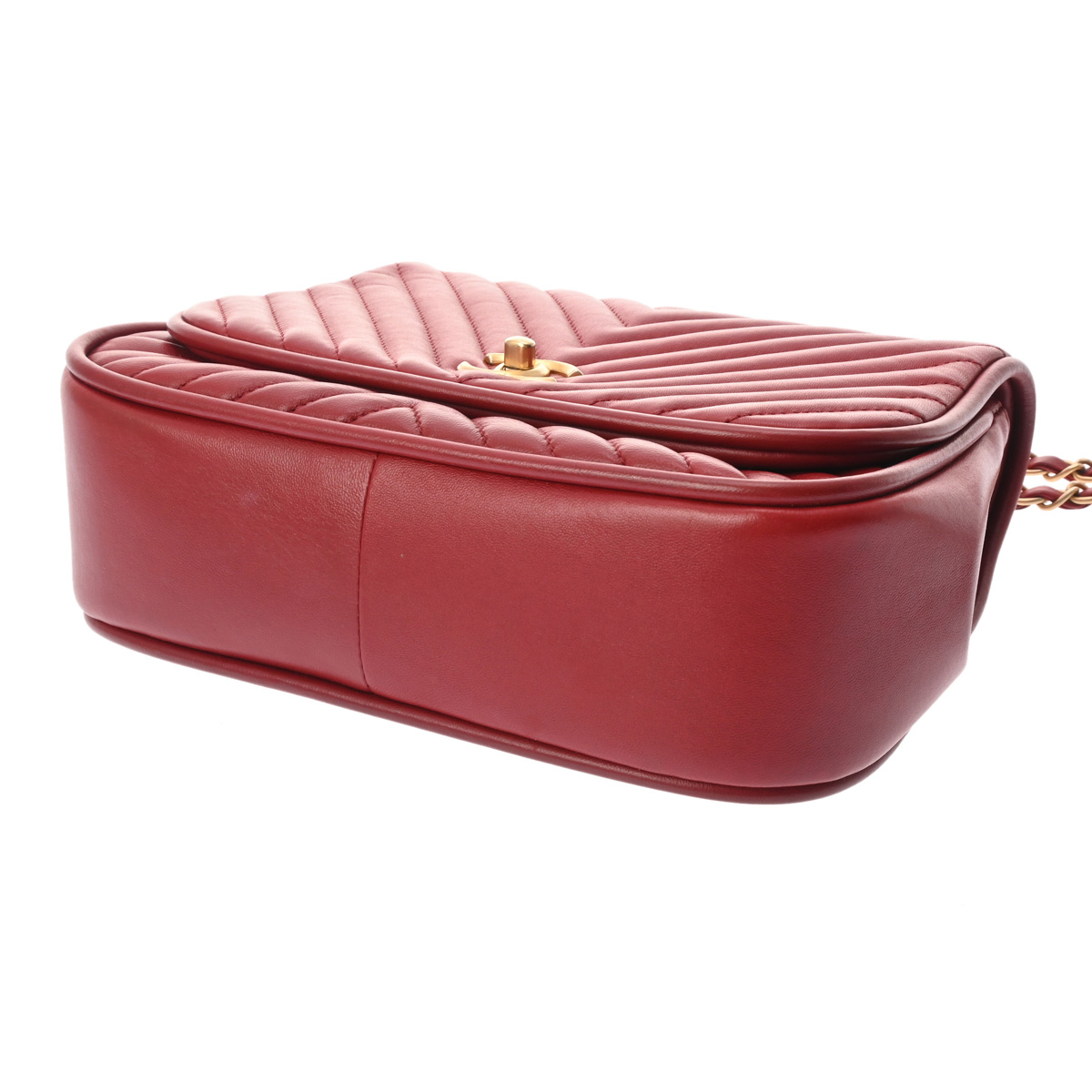 シャネル シェブロン Vステッチ チェーンショルダー 2WAY レッド