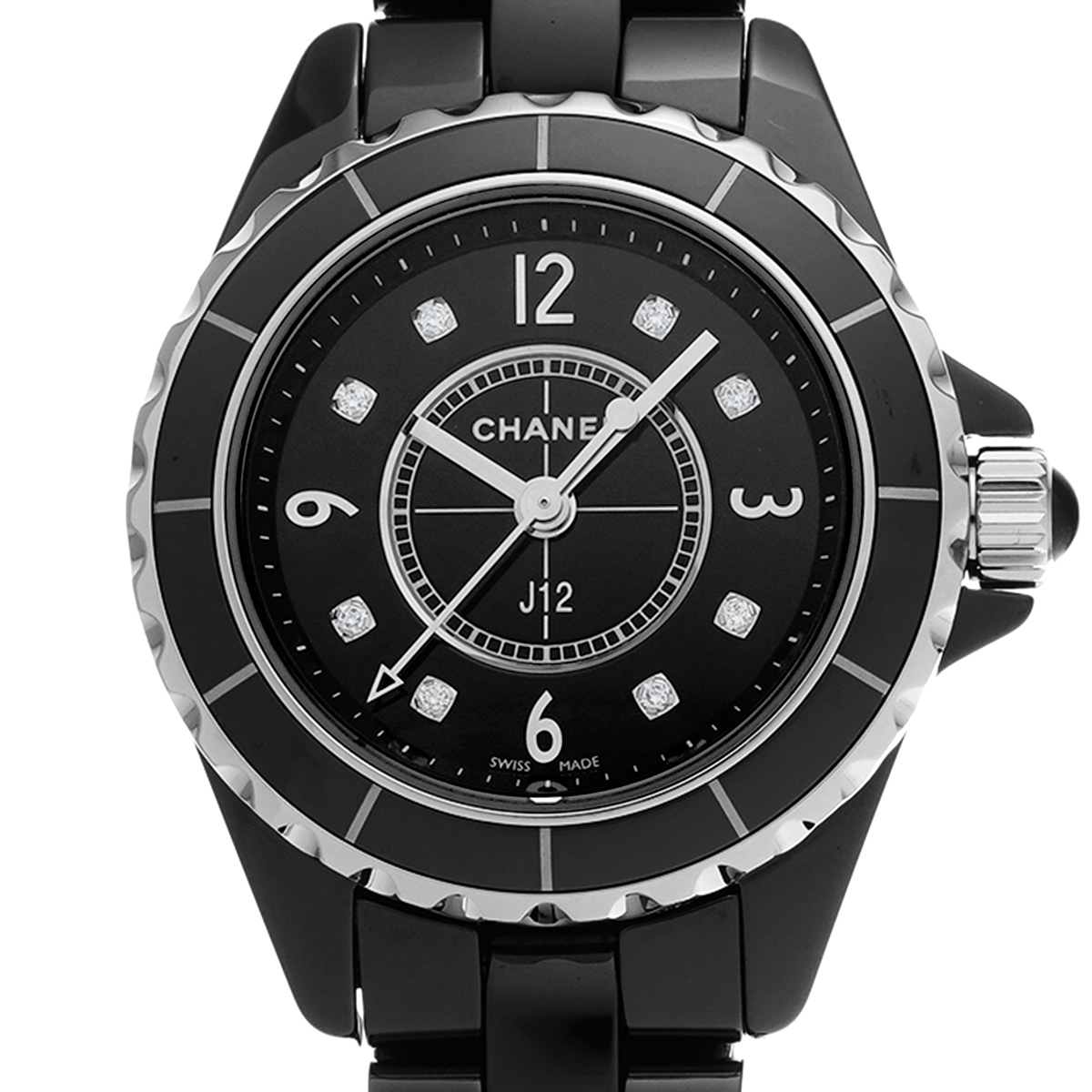 シャネル J12 29MM H2569 ブラックラッカー/ダイヤモンド レディース