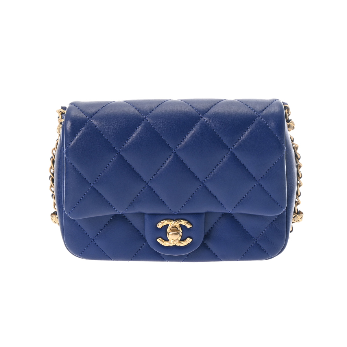 シャネル マトラッセ ミニ フラップバッグ ブルー AS5219 ラムスキン