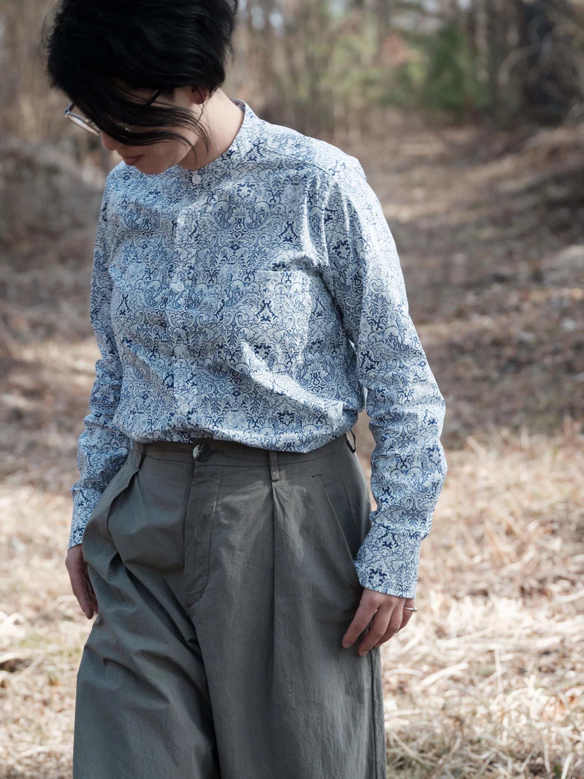 バンドカラーシャツ LIBERTY FABRIC cotton｜James Mortimer