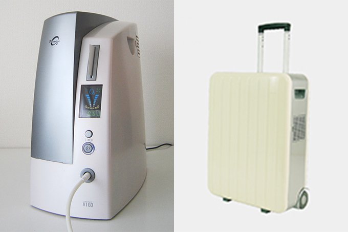 世界初、持ち運べる高濃度酸素発生器独自吸着ポンプと脱着カートリッジ