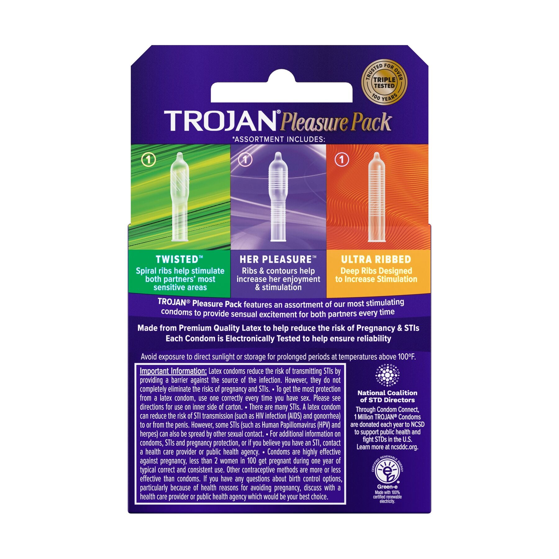 Wholesale Trojan Condoms Pleasure Pack - Box of 3 - Weiner's LTD