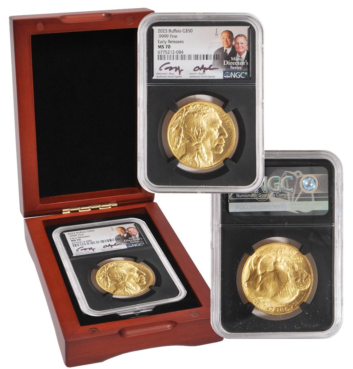 2023 $50 Gold Buffalo NGC MS70 w/ Edmund C. Moy & David Ryder Signatur
