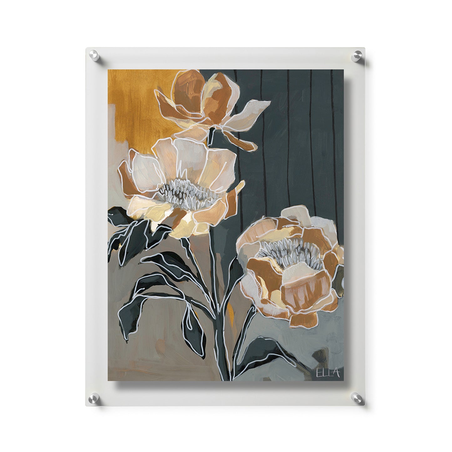 Bold Orange Flowers by Ella Anderson | Modern Framed Art – Wexel Art