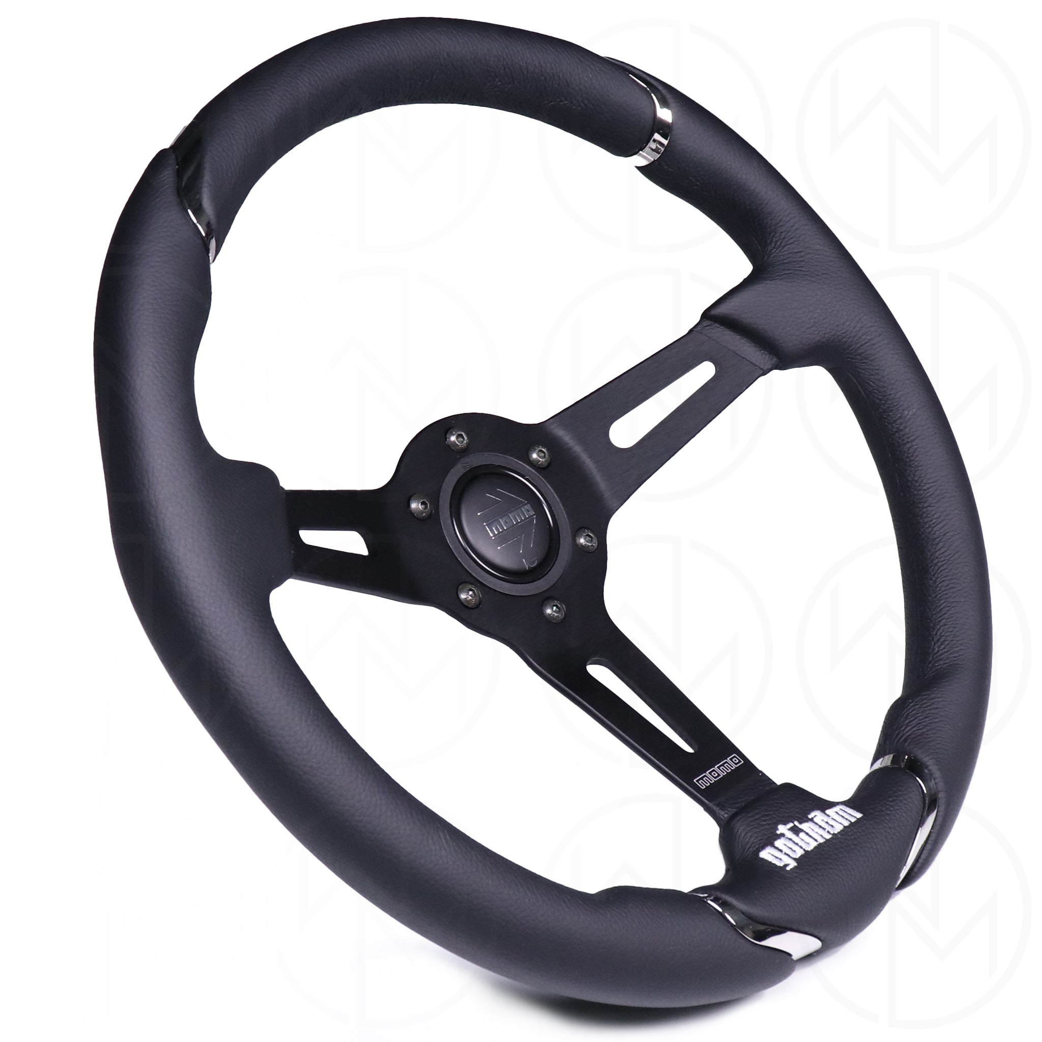 Momo Gotham Steering Wheel - 350mm Leather w/Dark Chrome - Wheel