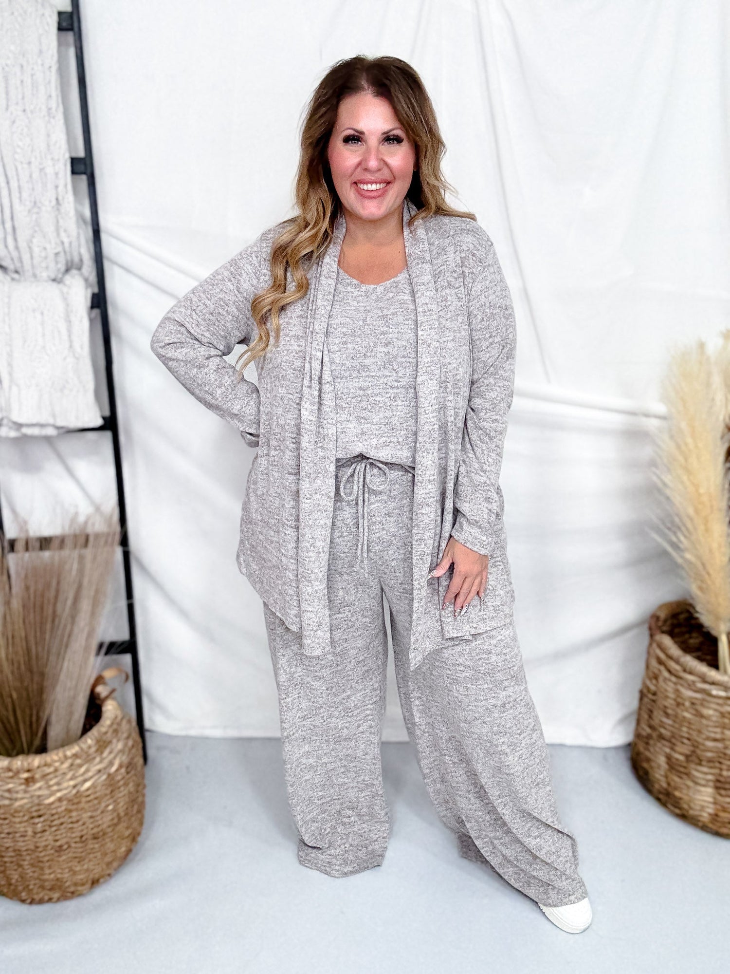 3 Piece Loungewear Set With Cardigan (8 Colors) - Whiskey Skies