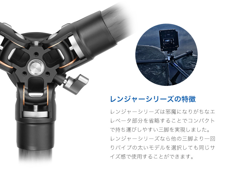 LS-225CEX レベリングベース搭載カーボン三脚 Leofoto | 株式会社