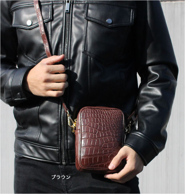 シャムネス クロコダイル ショルダーポーチ サコッシュ ショルダー