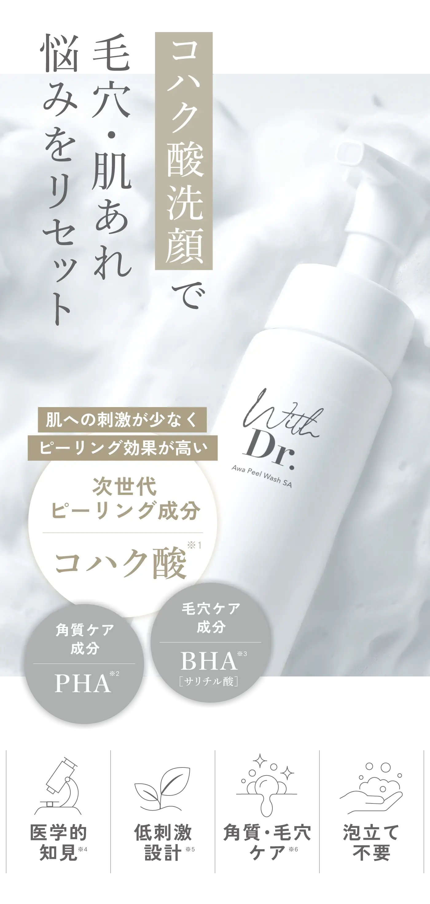 With Dr. 泡ピールウォッシュSA 200mL ピーリング泡洗顔 ｜ With Dr