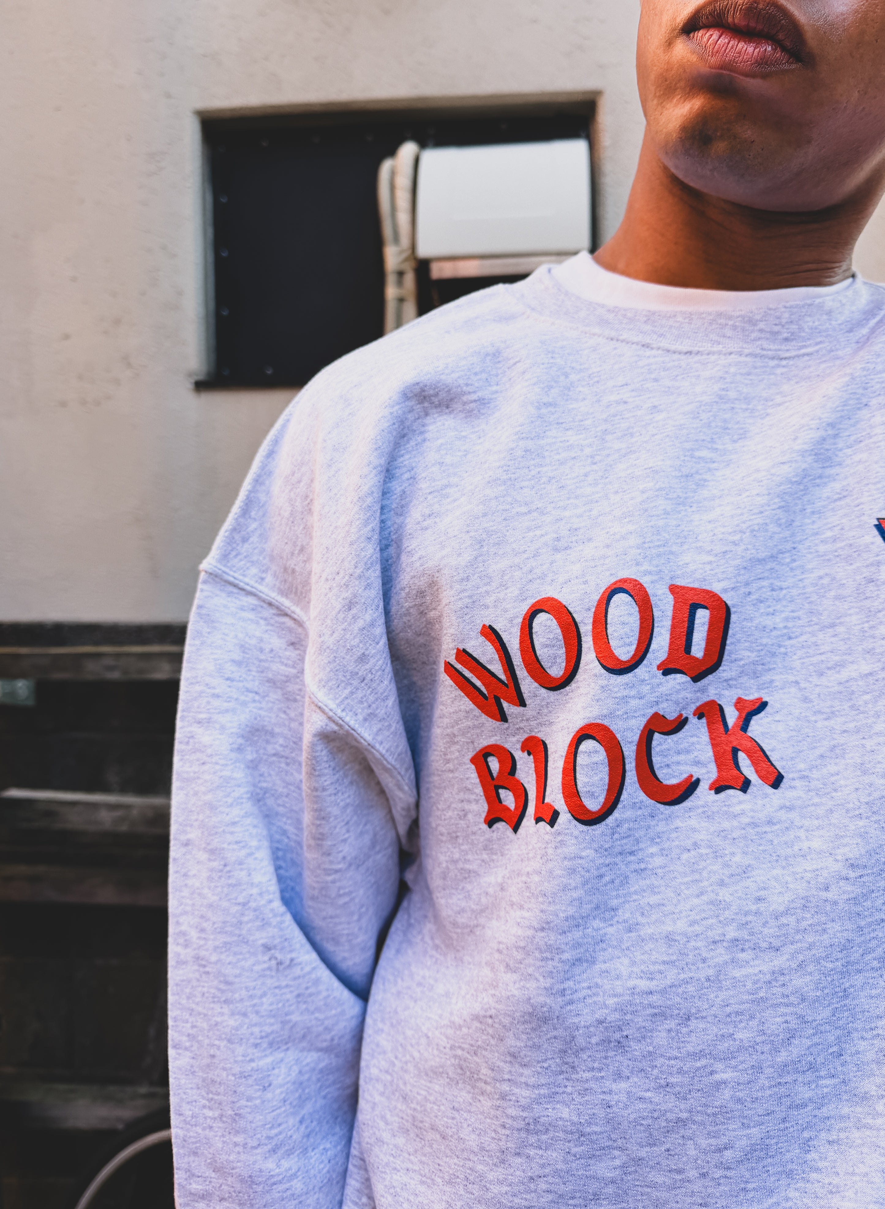 MASTERPIECE SOUND x WOODBLOCK CREW NECK SWEAT GREY (WB-25AW-016)