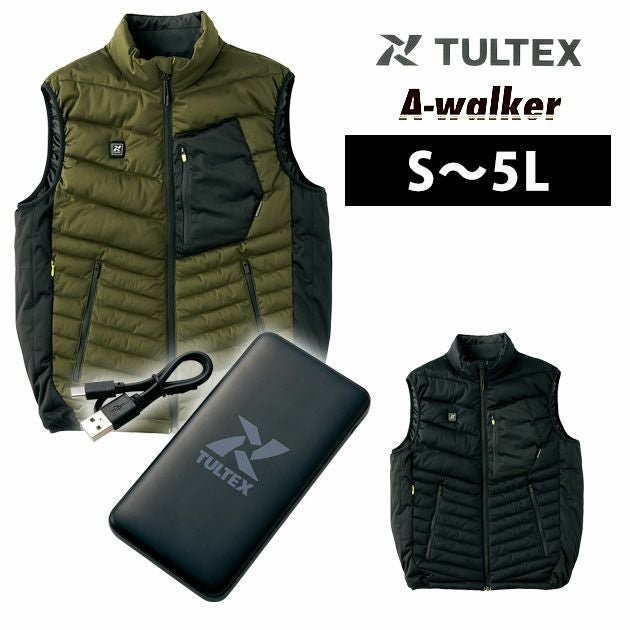 S～LL A-walker アイトス タルテックス 電熱ベスト 作業着 衿付
