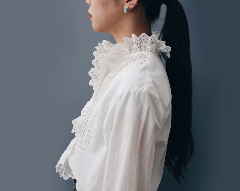 Dot and Stripes CHILD WOMAN ブロード レースピンタックブラウス