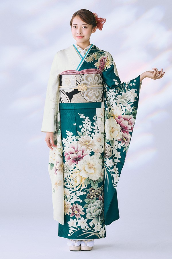 青×白の大胆な色味の振袖-H-714｜振袖ギャラリー｜浜松市で成人式の