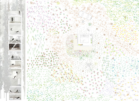 10+1(テンプラスワン)41 実験住宅 L型キャンチレバーの家】森と交わる跳ね出した建物｜モダンリビング