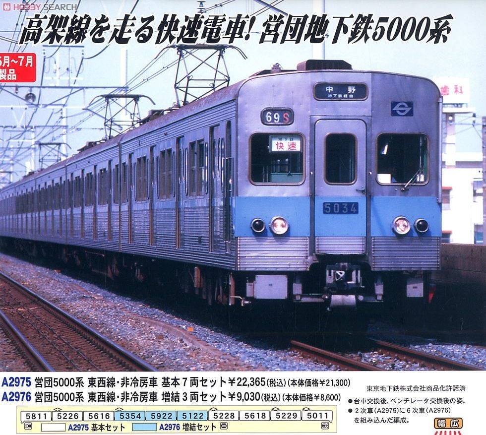 営団 5000系 東西線・非冷房車 (増結・3両セット) (鉄道模型) - ホビー