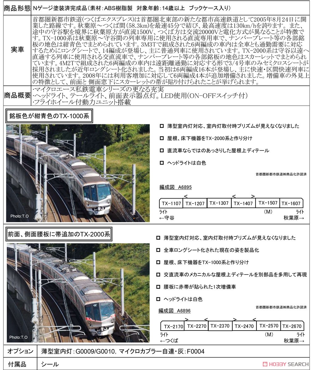 首都圏新都市鉄道(つくばエクスプレス) TX-1000系 (07編成) 6両セット