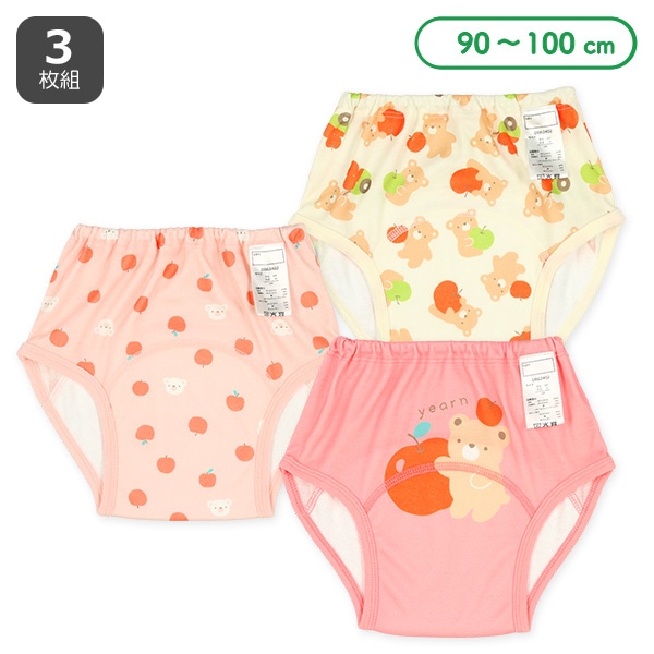 3枚組3層インクトレーニングパンツ（くま・りんご） | 西松屋