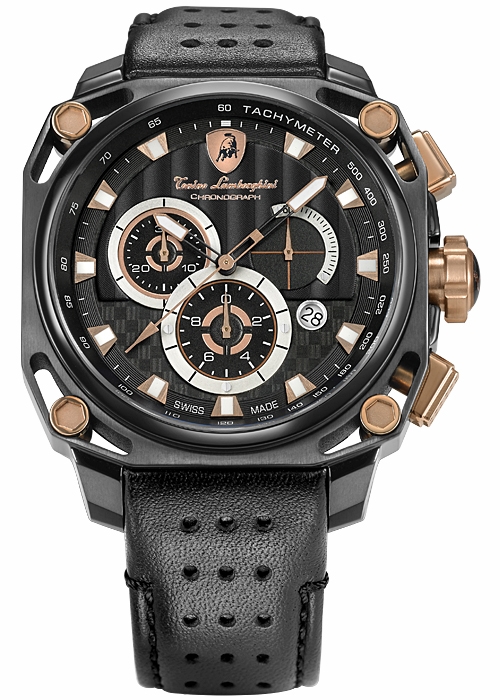 Tonino Lamborghini 4 Screws Mens Black PVD Steel Watch 4850