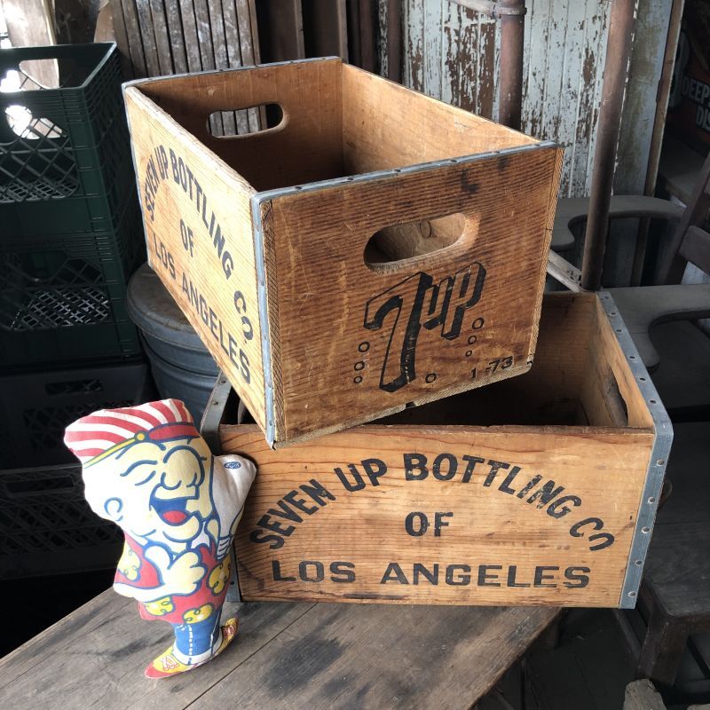 70s Vintage Advertising 7up Wooden Crate Wood Box (M810