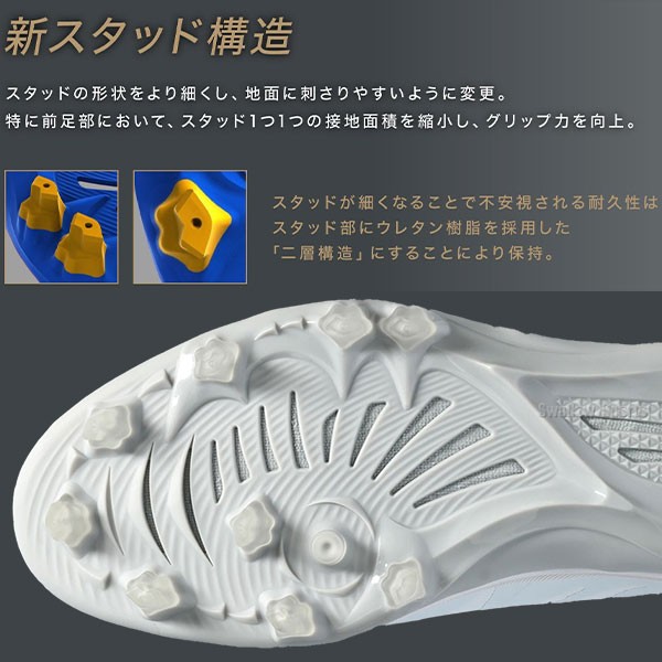野球 スパイク アシックス 白 ポイント スタッド ベースボール 野球