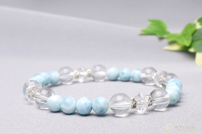 ラリマー・水晶 ブレスレット ｜ 天然石通販の4976堂