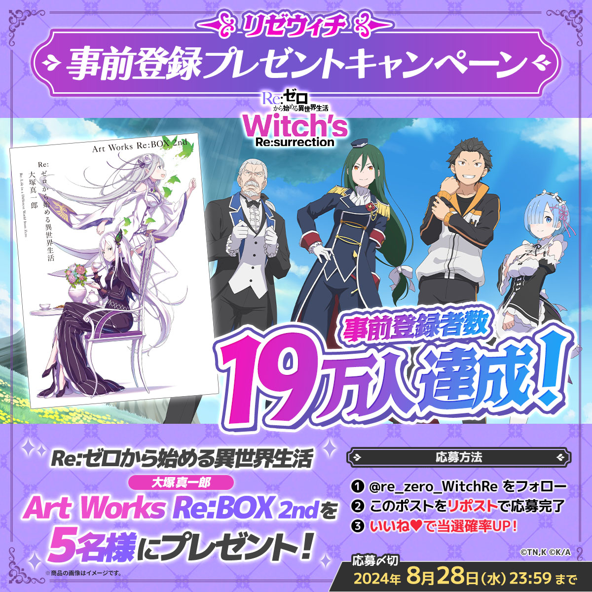 Re:ゼロから始める異世界生活 Witch's Re:surrection」，事前登録者数