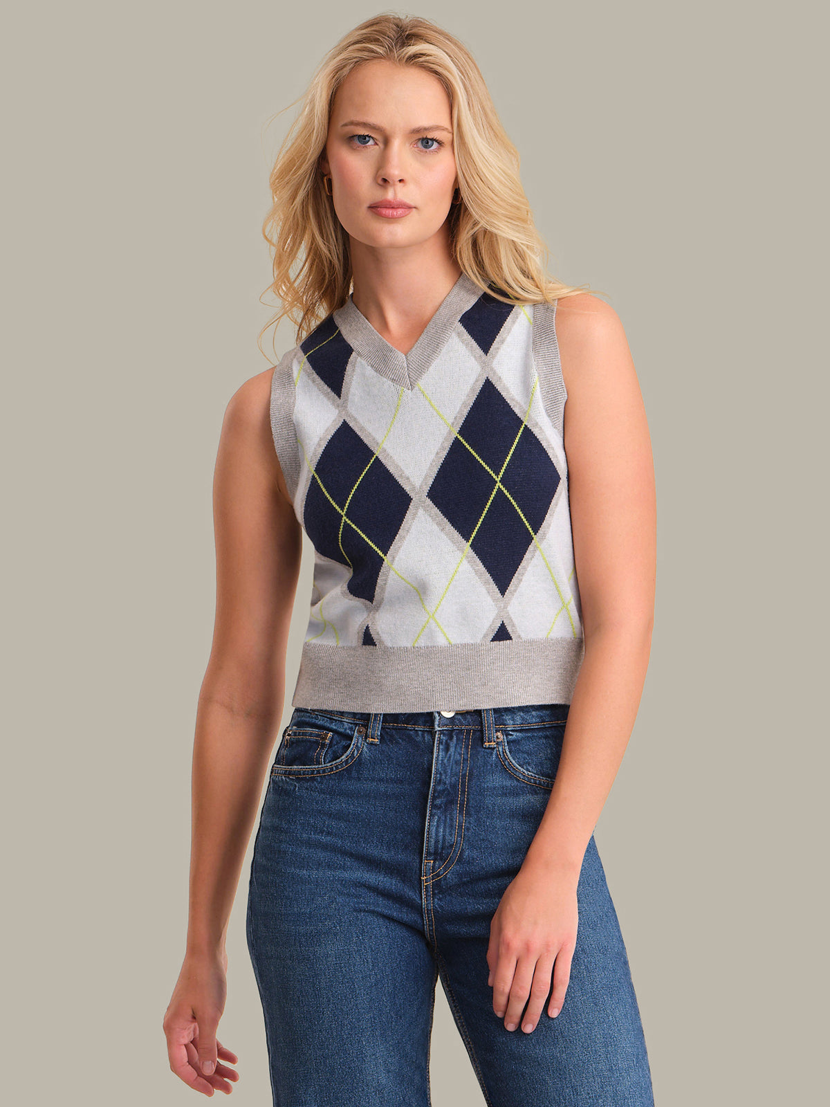 525 America Estelle: Argyle Cropped Vest