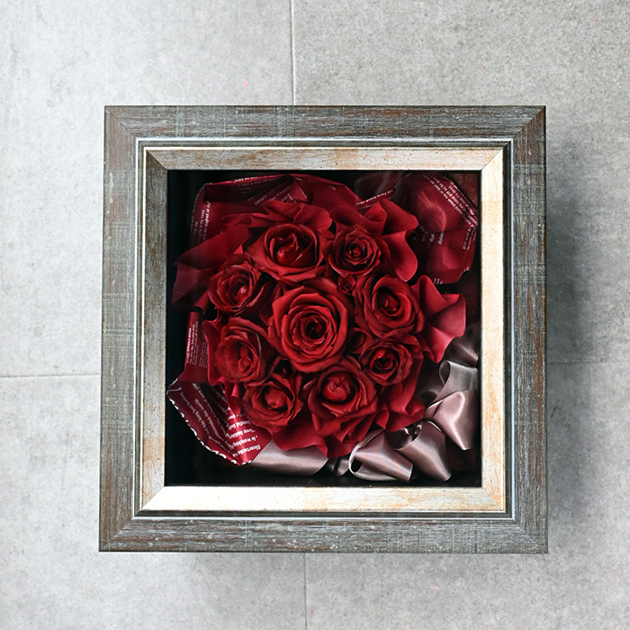 花の保存・アンティークブラウン12花程度花束風｜花を長く残す