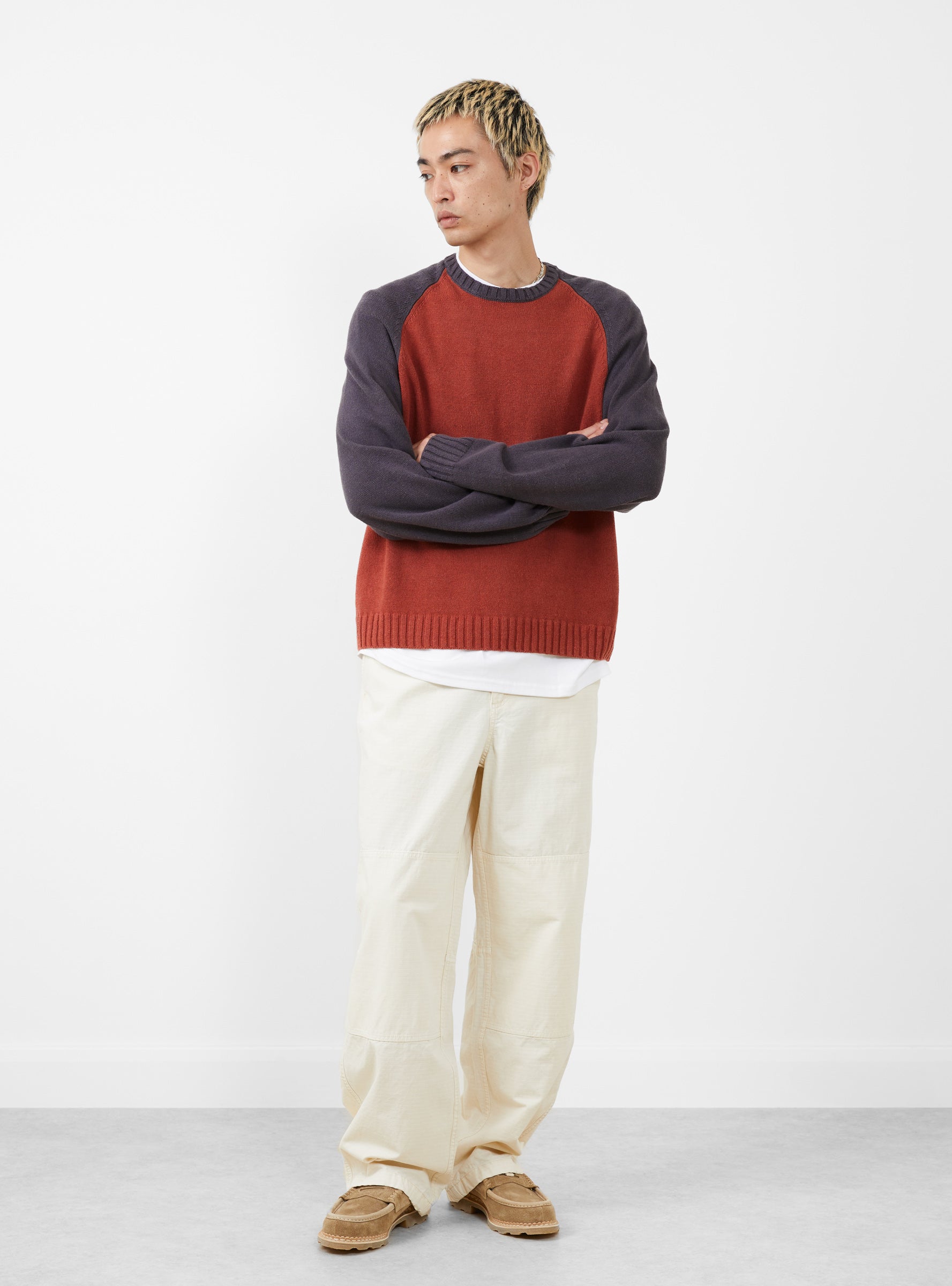 Colorblocked Raglan Crew Brick by Stüssy | Couverture & The Garbstore