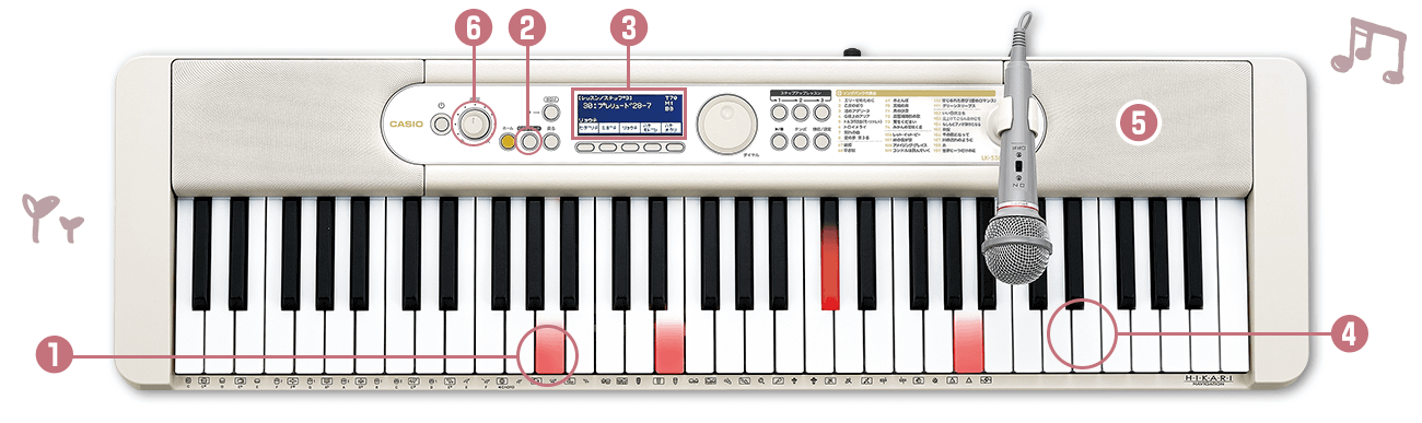 カシオ 光ナビゲーション キーボード ココチモ LK-526 ホワイト