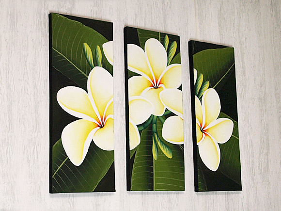 絵画 インテリア】お花 プルメリア(3連)(50×60cm)の販売通販｜バリ雑貨