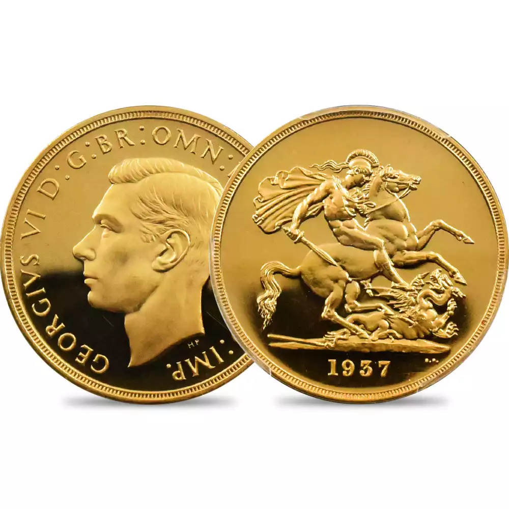 1937 ジョージ6世 聖ジョージ竜退治 5ポンド金貨 PCGS PR64DC S-4074