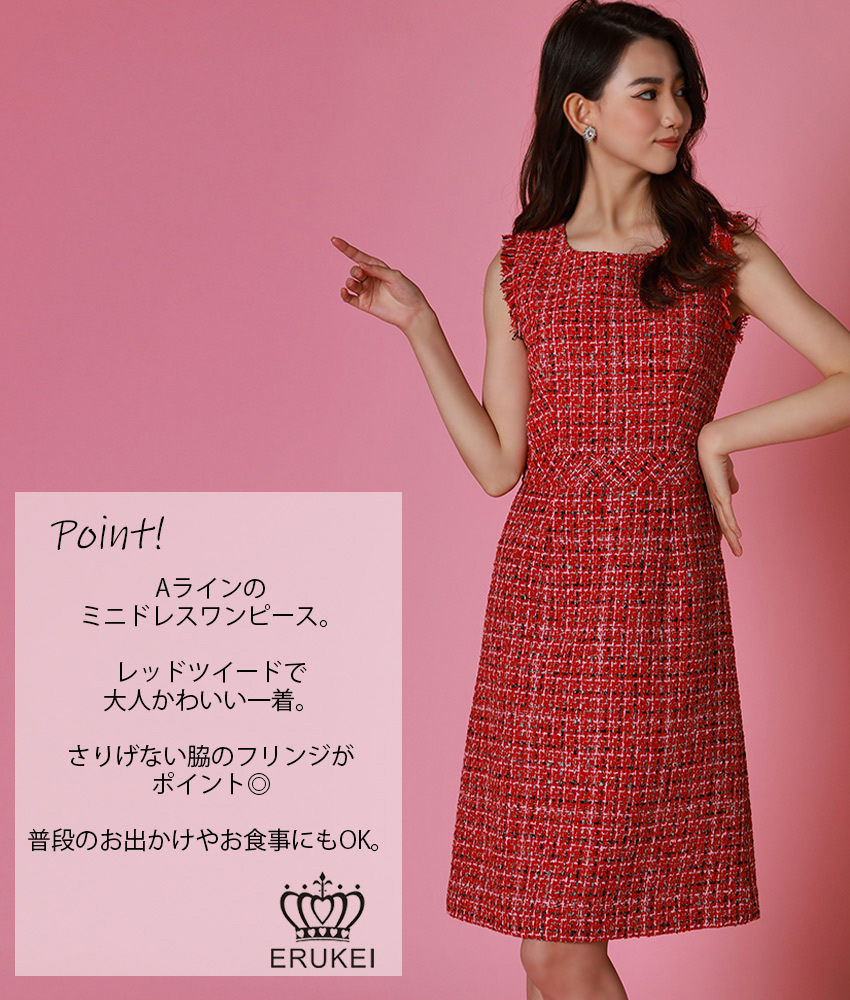 レッドツイード切り替えAライン/山崎みどり - カラードレス