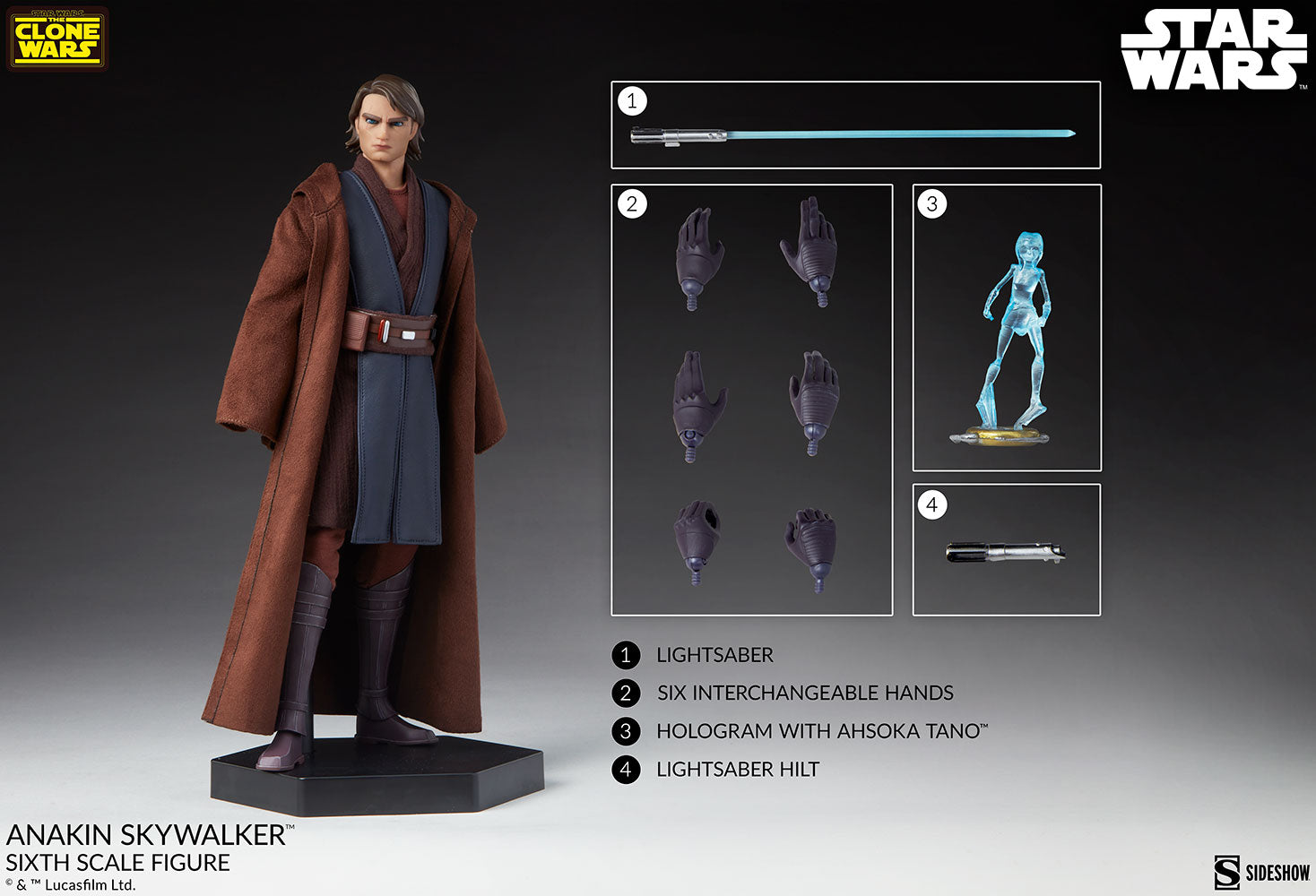 Star Wars Clone Wars Anakin Skywalker Sixth Scale Figure – Big