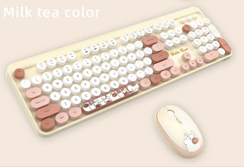 ワイヤレスキーボードとマウスのセット - テディベアデザイン