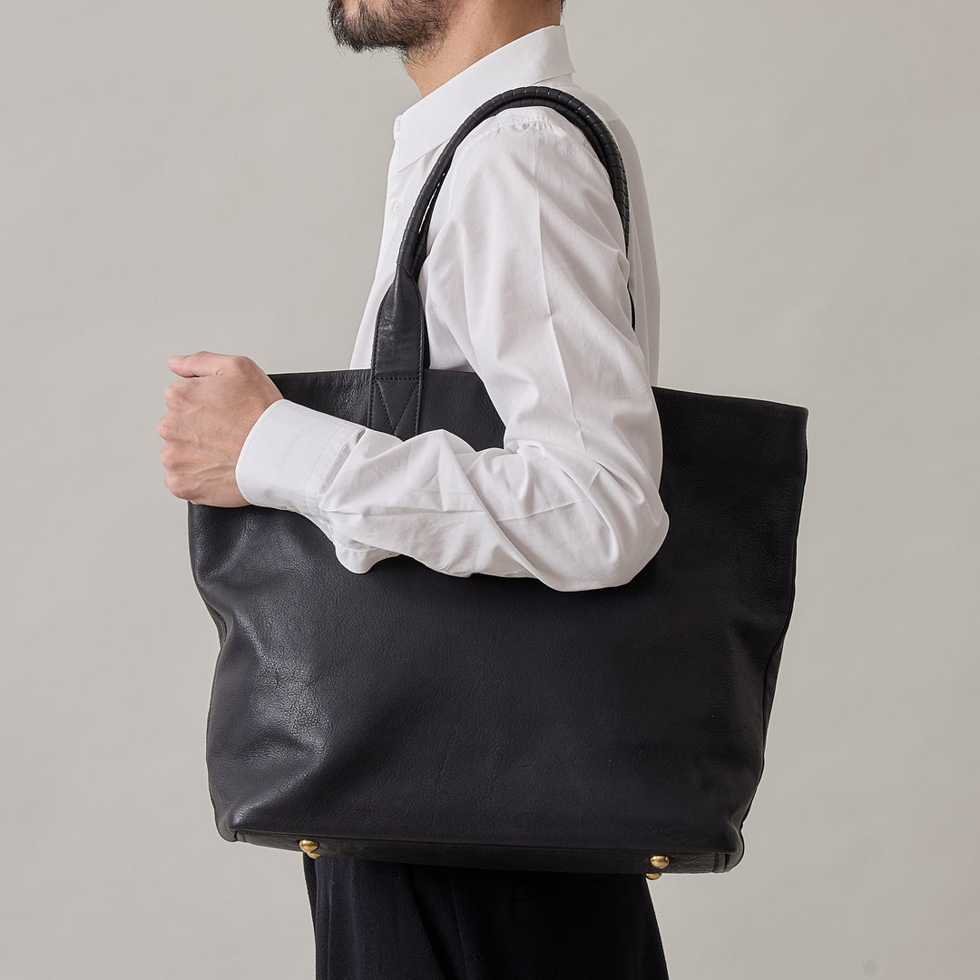 2handle tote L / co24fwtt010 / ZEO LITE shrink leather – cornelian