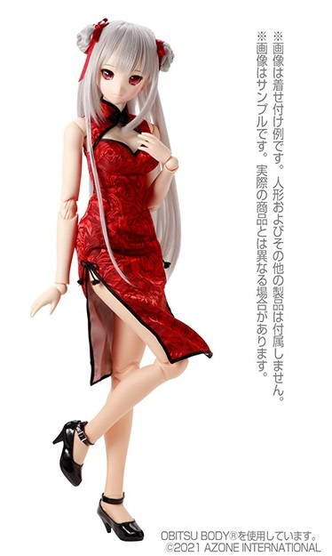 FAO153【48/50cmドール用】AZO2 チャイナドレス～華咲く薔薇～ [50