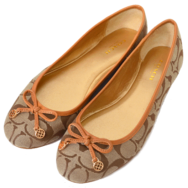 COACH】コーチ シグネチャー フラット パンプス シューズ 靴 カーキ