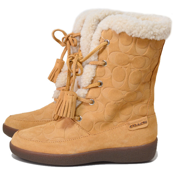 COACH】コーチ シグネチャー スエード ムートン ブーツ スニーカー