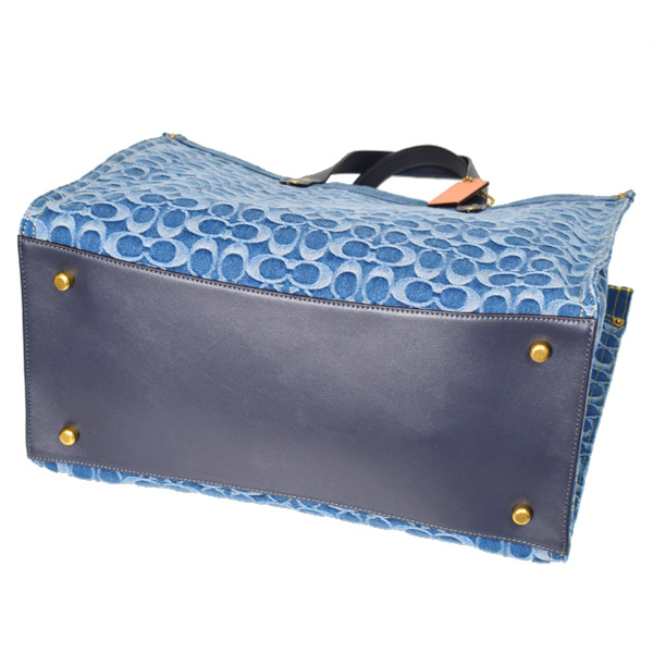 COACH】コーチ デニム レザー シグネチャー フィールド トート 2way