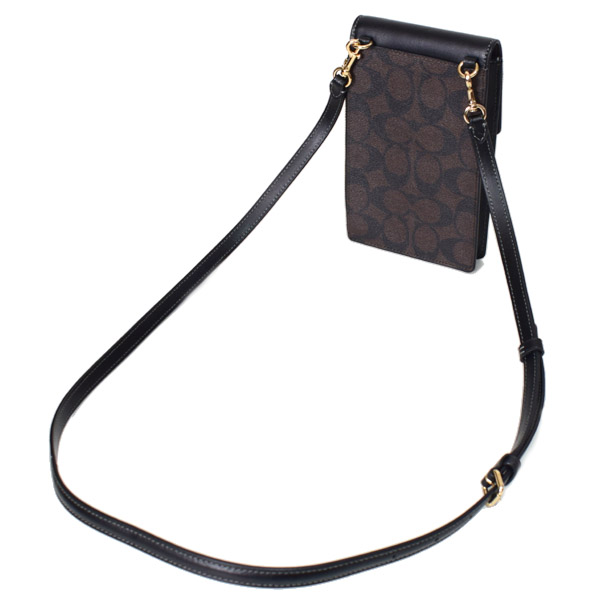 COACH】コーチ スマホショルダー コーティングキャンバス レザー