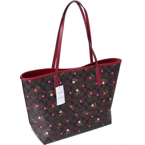 COACH】コーチ コーティングキャンバス レザー シグネチャー 花柄